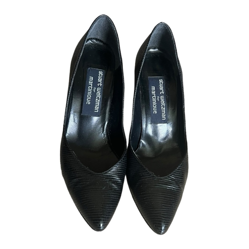 STUART WEITZMAN Martinique Black Women’s Snake Pattern Stiletto Heels